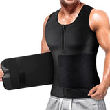 Cimkiz Sauna Vest for Men Waist Trainer Zipper Neoprene Sauna Suit Tank Top (Black Two X-Large)